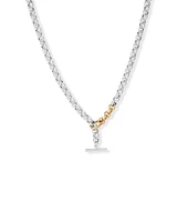 Two-Tone Belcher Fob Chain Necklace in Sterling Silver & 10kt Yellow Gold