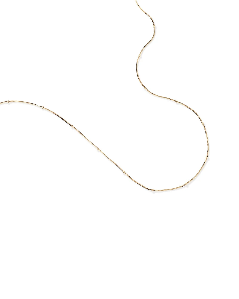 Snake Chain and Bead Station Necklace in 10kt Yellow Gold