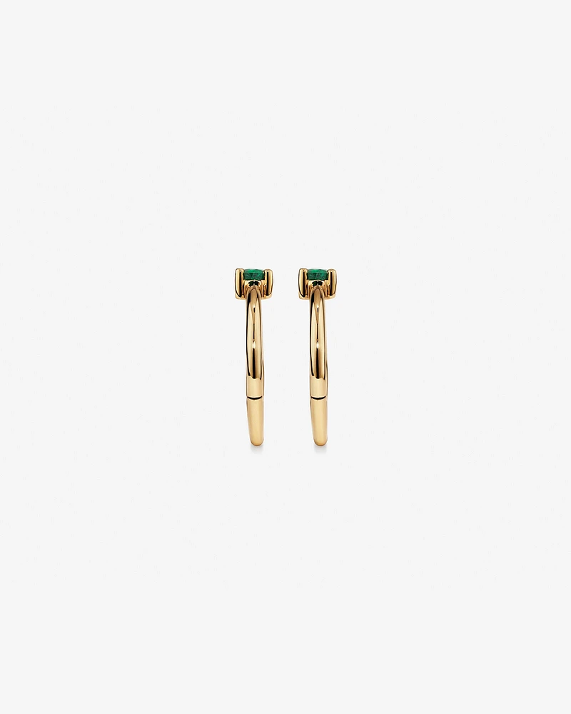 10mm Emerald Accent Sleepers in 10kt Yellow Gold