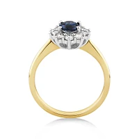 Ring with Sapphire & 1/2 Carat TW of Diamonds in 14kt Yellow & White Gold