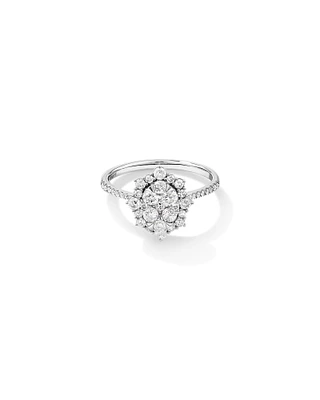 Bague de fiançailles en or blanc 14 K avec halo de diamants totalisant 0,93 ct