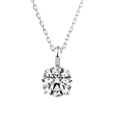 1.00 Carat TW Diamond Solitaire Necklace in 18kt White Gold