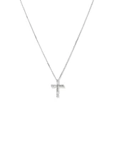 0.34 Carat TW Baguette and Round Brilliant Diamond Cross Pendant in 10kt White Gold