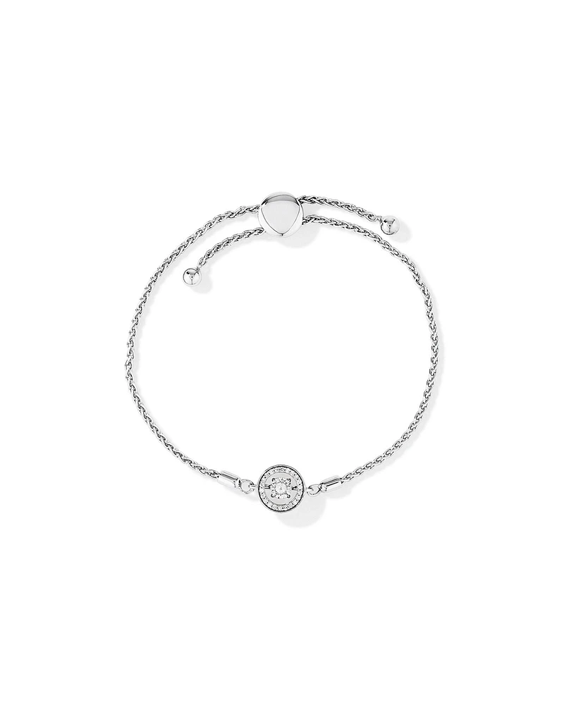 0.15 Carat TW Diamond Halo Everlight Bolo Bracelet in Sterling Silver