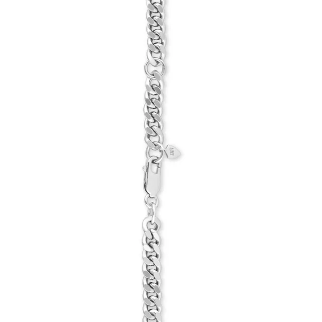 Men's Silver & Leather 21cm Bracelet with 0.40 Carat TW of Black Diamonds