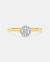 0.10 Carat TW Round Cluster Diamond Promise Ring in 10kt Yellow and White Gold