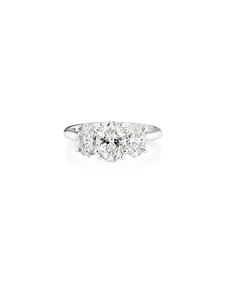 2 Carat Three Stone Oval Laboratory-Grown Diamond Engagement Ring In 14kt White Gold