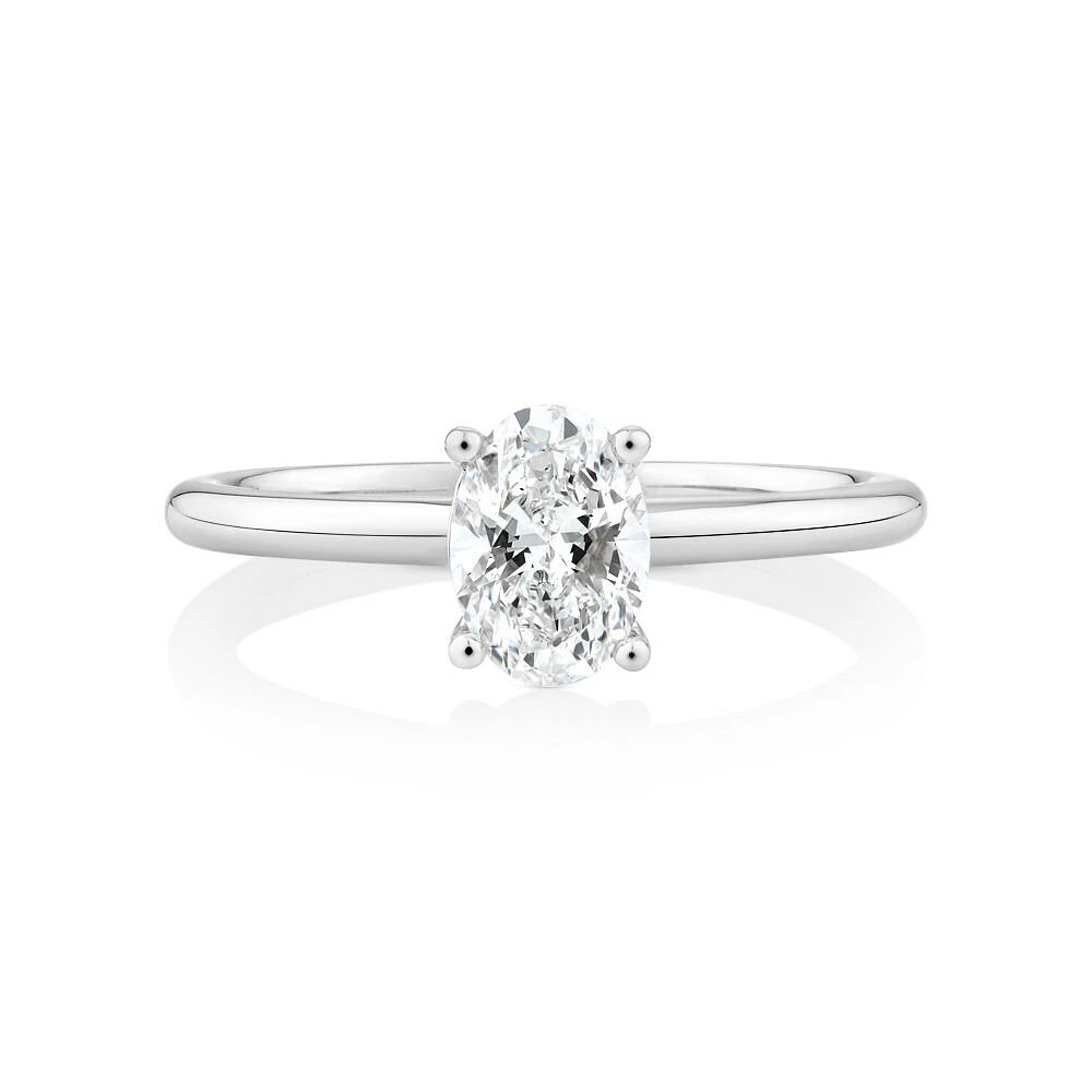 Solitaire Engagement Ring with Carat TW of Laboratory-Grown Diamond in 14kt White Gold