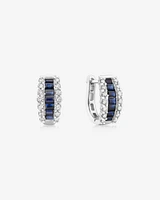 Huggie Earrings with Sapphire & 0.43 Carat TW of Diamonds In 10kt White Gold