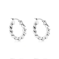 Croissant Twist 15mm Hoop Earrings in Sterling Silver