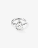 1.82 Carat TW Pear Cut Laboratory-Grown Diamond Halo Engagement Ring in 14kt White Gold