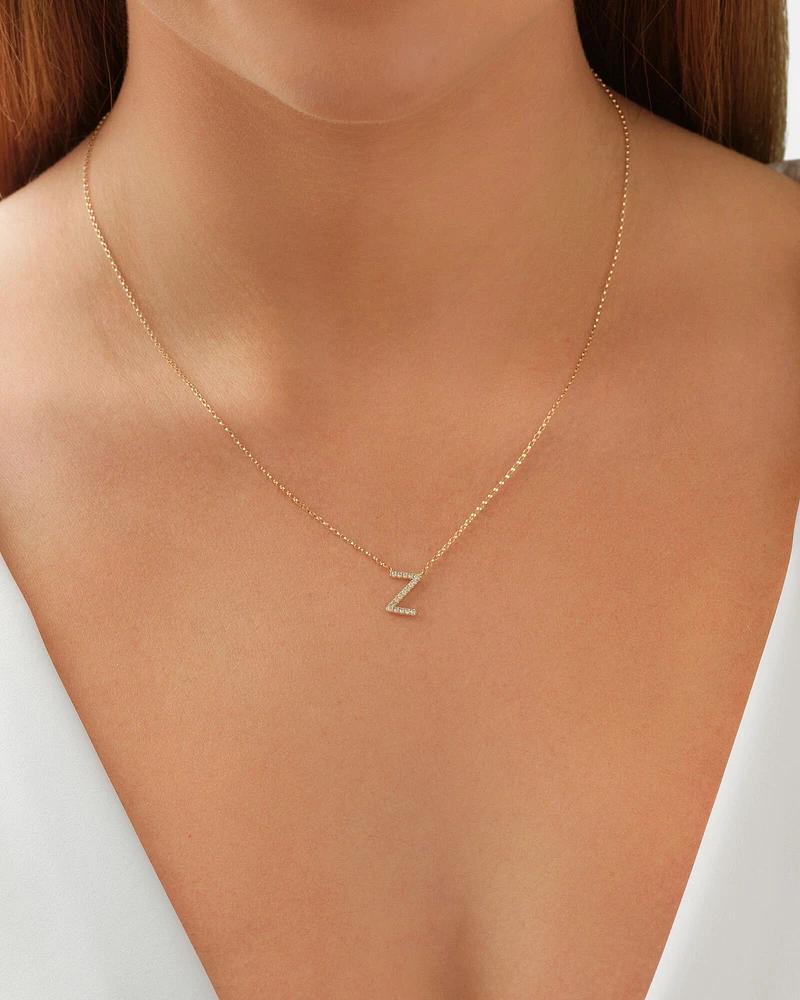 "K" Initial Necklace with 0.10 Carat TW of Diamonds in 10kt Yellow Gold