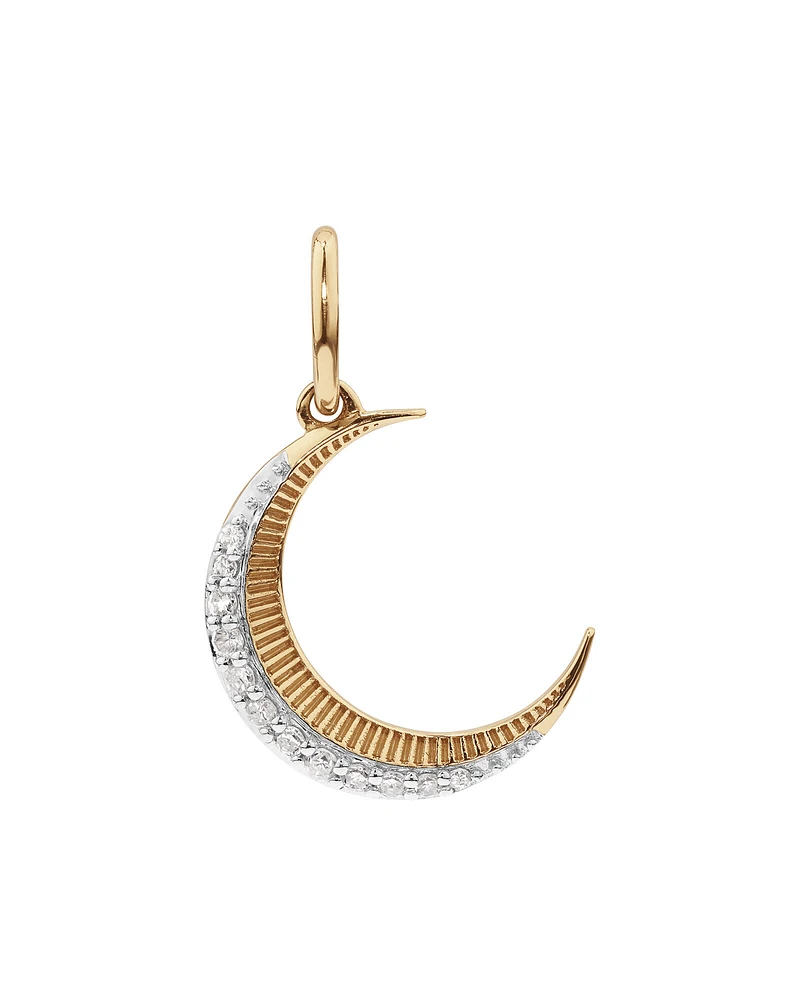 Diamond Crescent Moon Pendant in 10kt Yellow Gold