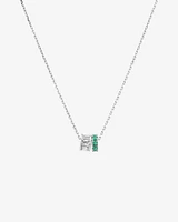 Emerald & Diamond Rondell Pendant with 0.21 Carat TW in 10kt White Gold