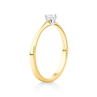 Pear Cut Diamond Solitaire Promise Ring in 10kt Yellow and White Gold