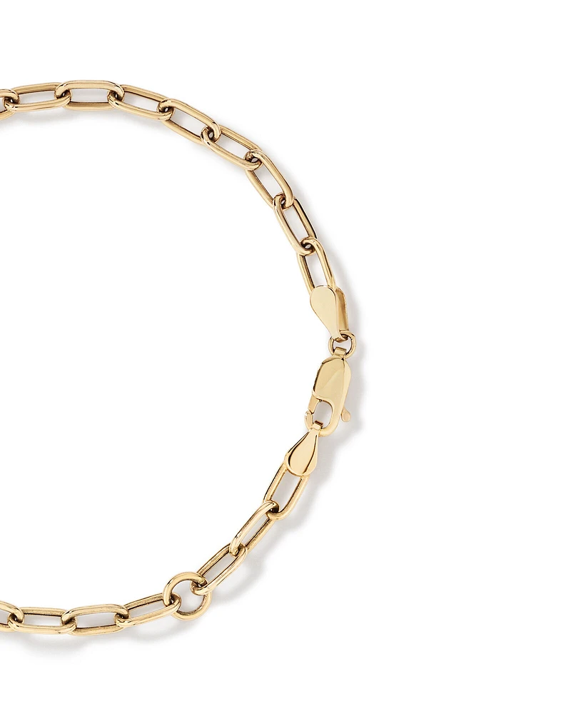 19cm (7.5") 3.5mm Hollow Paperclip Bracelet in 10kt Yellow Gold