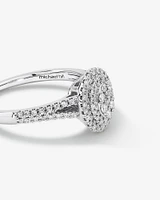 0.30 Carat TW Oval Cluster Halo Diamond Ring in 10kt White Gold