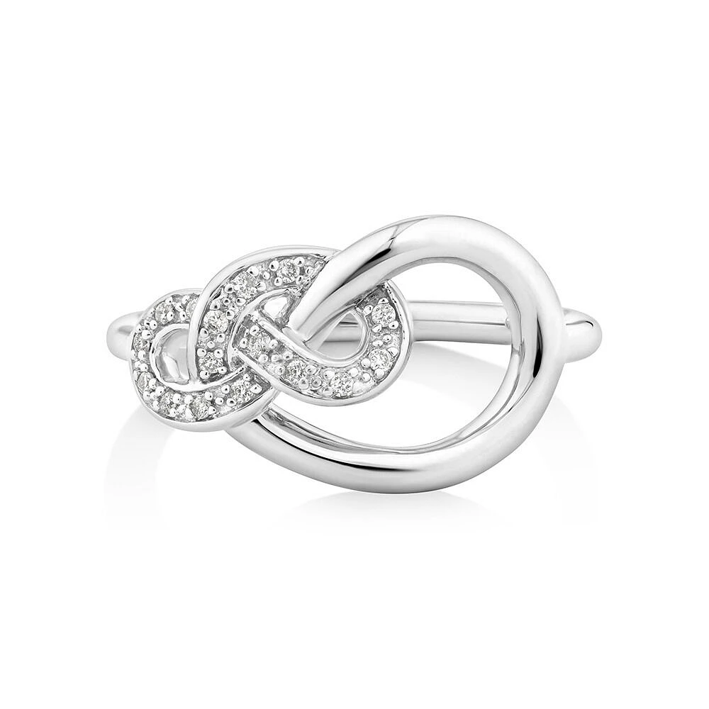 Knots Ring with Diamonds in Sterling Silver