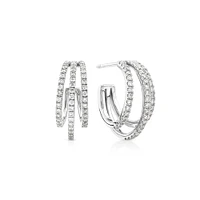 Illusion Hoop Earrings with 0.50 Carat TW of Diamonds in Sterling Silver