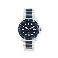 Men's Automatic Two-Tone Watch in Blue Tone Stainless Steel