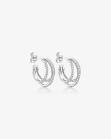 Illusion Hoop Earrings with 0.50 Carat TW of Diamonds in Sterling Silver