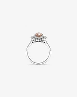 Morganite Lacy Halo Ring with .50TW of Diamonds in 10kt White Gold