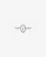 Halo Oval Engagement Ring with 0.92 Carat TW of Diamonds in 14kt White Gold