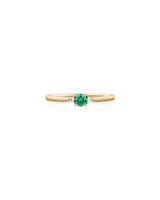 3 Stone Ring with Emerald & Diamonds in 10kt Yellow Gold