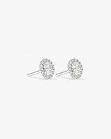 0.60 Carat TW Laboratory-Grown Diamond Oval Halo Stud Earrings Set in 10kt White Gold