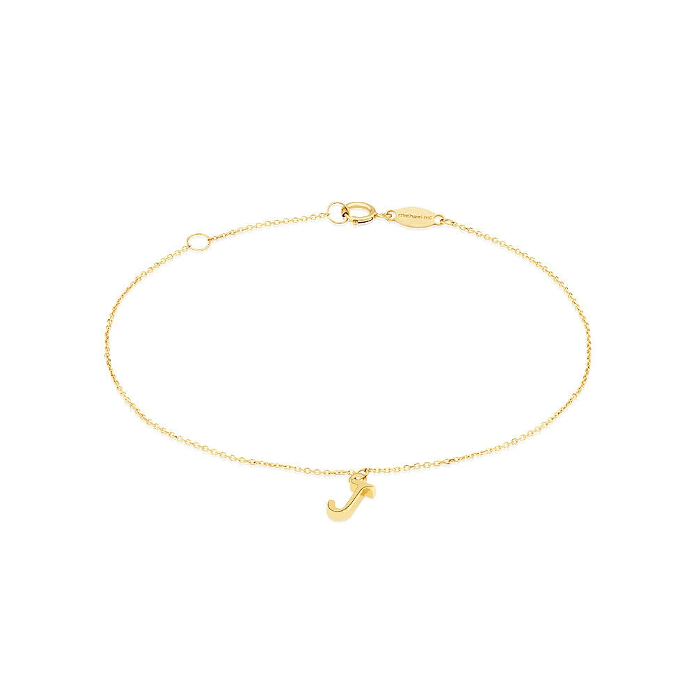 19cm (7.5") C Initial Bracelet in 10kt Yellow Gold