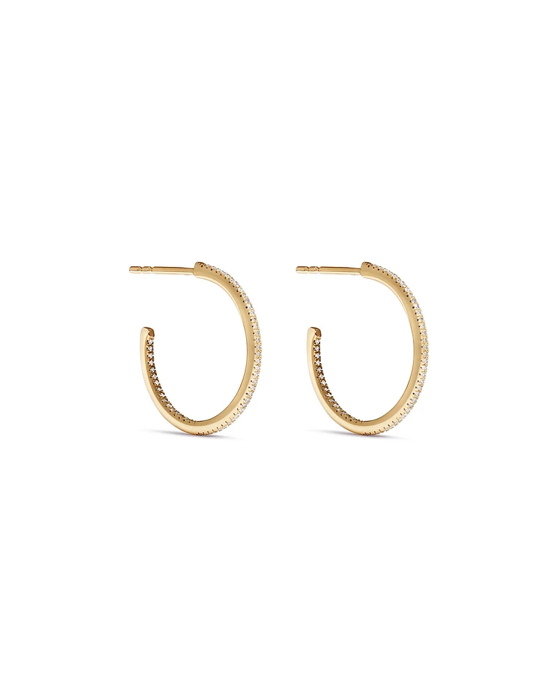 0.15 Carat TW Fine Diamond Hoop Earrings in 10kt Yellow Gold