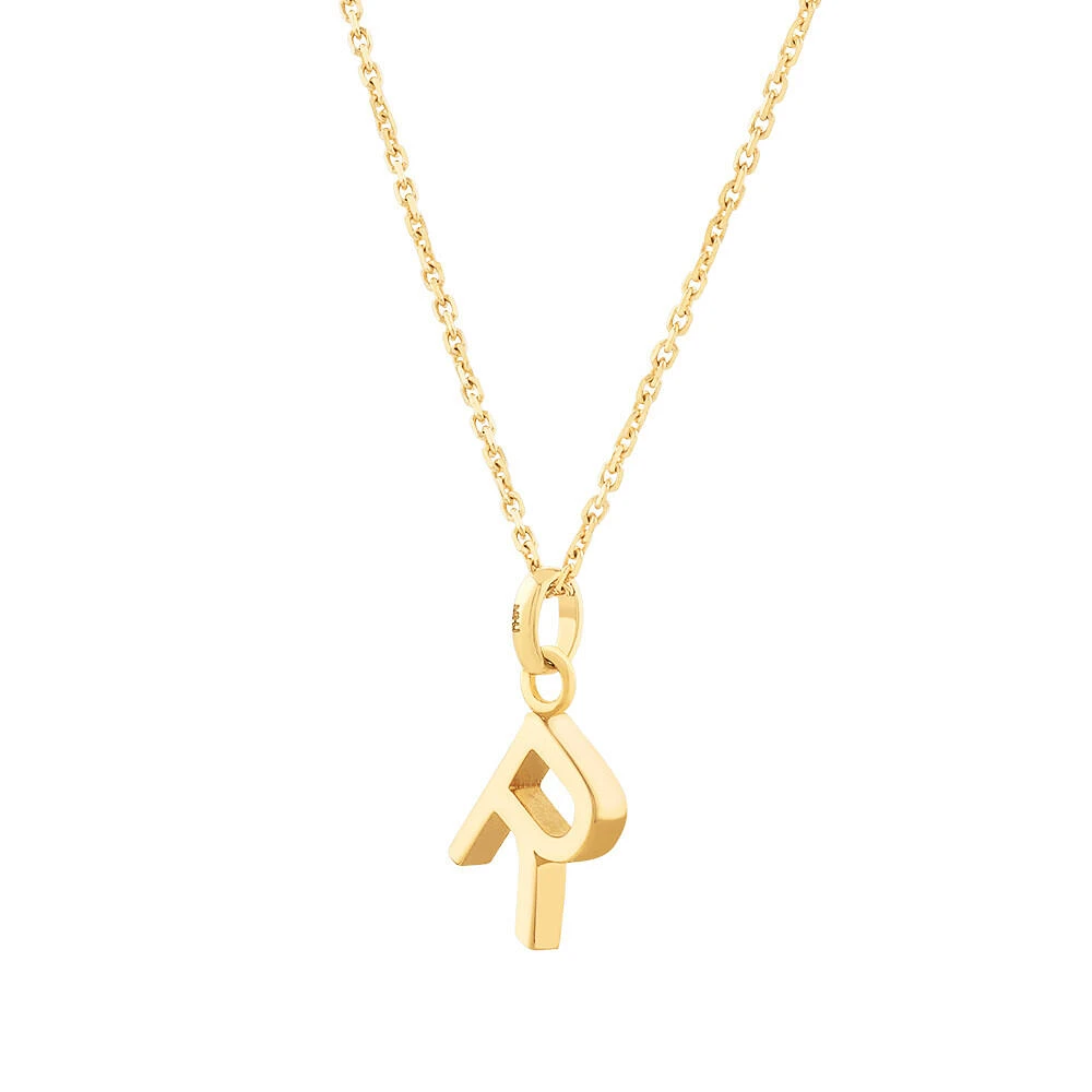 "H" Initial Pendant with Chain in 10kt Yellow Gold