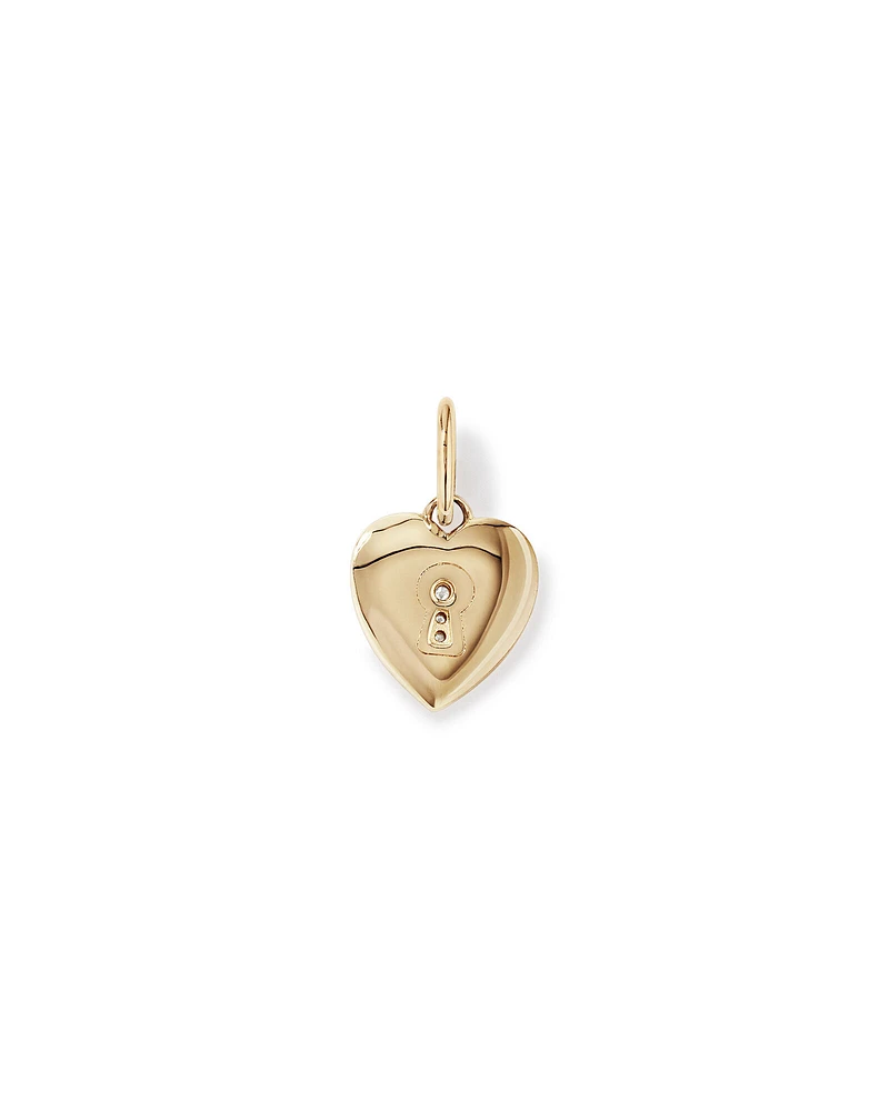 Diamond Accent Love Heart Lock Pendant in 10kt Yellow Gold