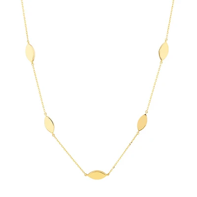 Marquise Station Necklace in 10kt Yellow Gold