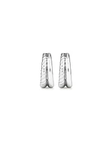 Textured Double Huggie Earrings in Sterling Silver