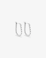 Pavé Cubic Zirconia Horseshoe Hoop Earrings in Sterling Silver