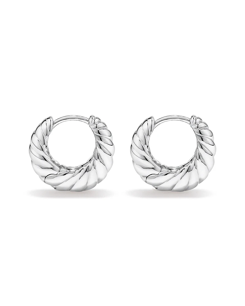 Small Croissant Huggie Earrings in Sterling Silver