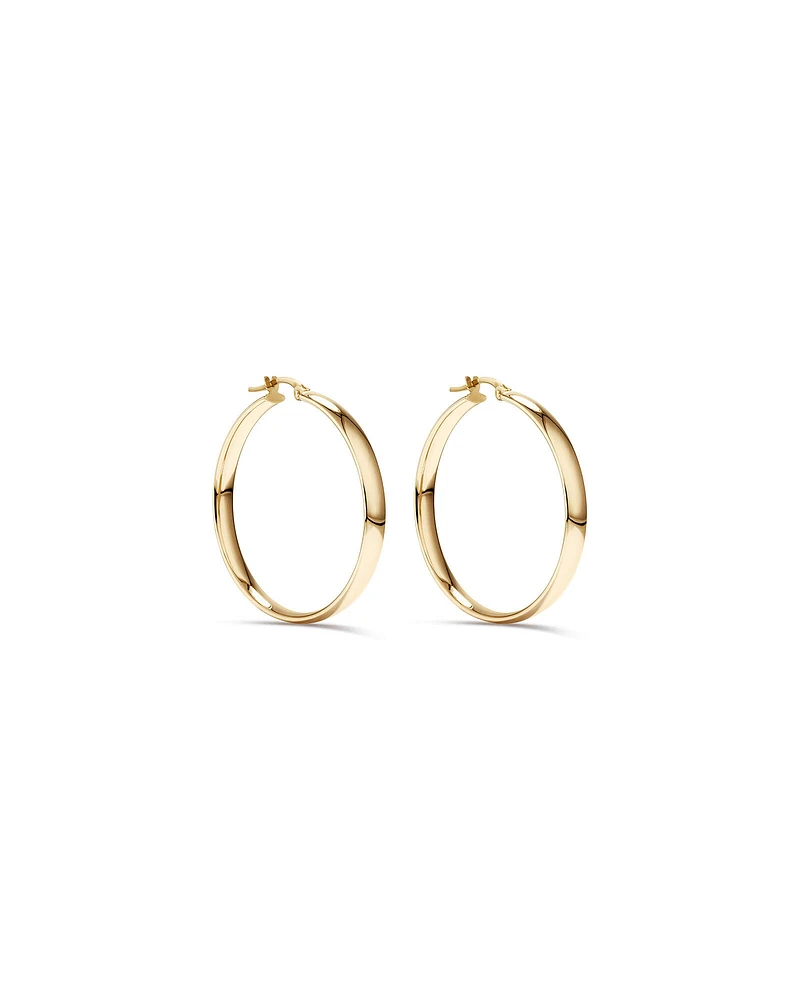 30mm Rounded Flat Hoop Earrings in 10kt Yellow Gold