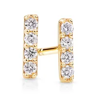 Bar Stud Earrings with .10 Carat TW Diamonds in 10kt Yellow Gold