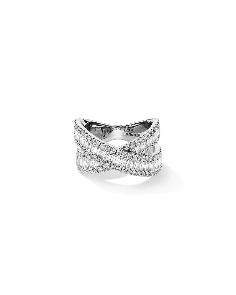 1.50 Carat TW Diamond Crossover Ring in 14kt White Gold