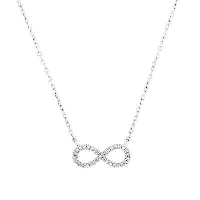 Infinity Necklace with Diamonds in Sterling Silver