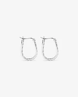 Pavé Cubic Zirconia Horseshoe Hoop Earrings in Sterling Silver