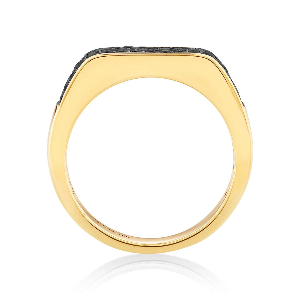 Men’s Ring with 0.95 Carat TW of Enhanced Black Diamonds in 10kt Yellow Gold