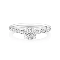 Bague de fiançailles en or blanc 14 K avec diamants totalisant 1,25 ct