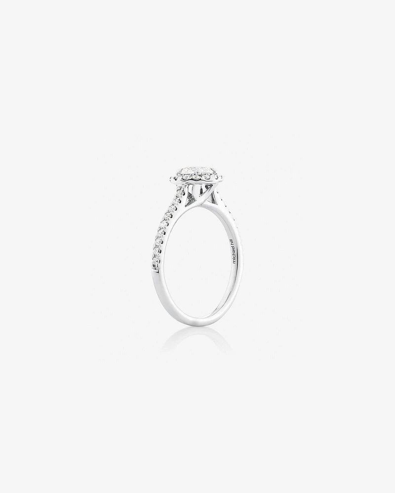 Bague de fiançailles en or blanc 14 K avec diamants totalisant 0,92 ct