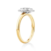 0.50 Carat TW Cushion Shaped Diamond Cluster Ring in 14kt Yellow & White Gold