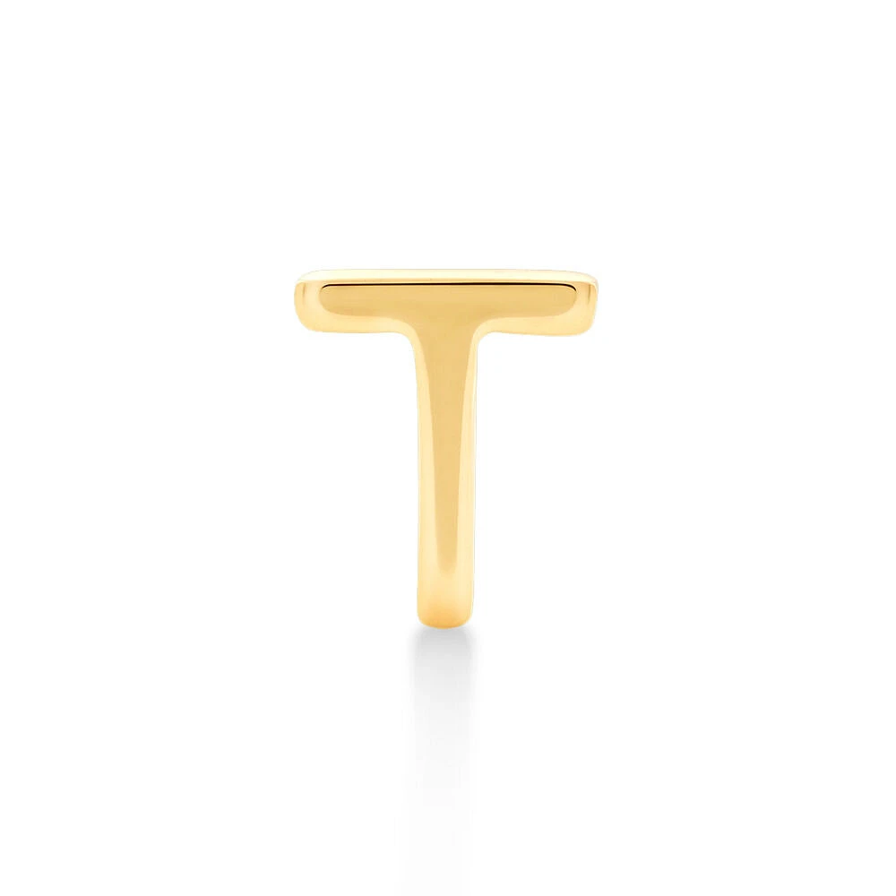 G Initial Single Stud Earring in 10kt Yellow Gold