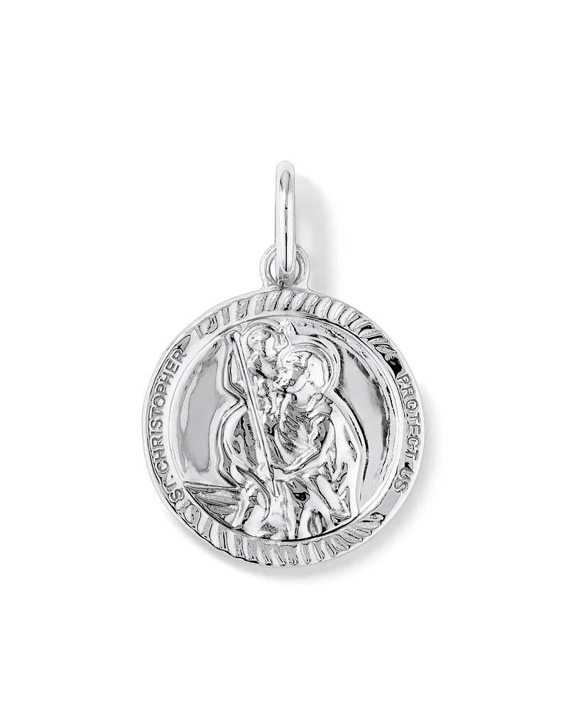 Round St Christopher Pendant in Sterling Silver