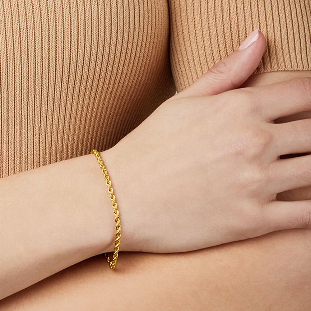 19cm (7.5) Rope Bracelet in 10kt Yellow Gold