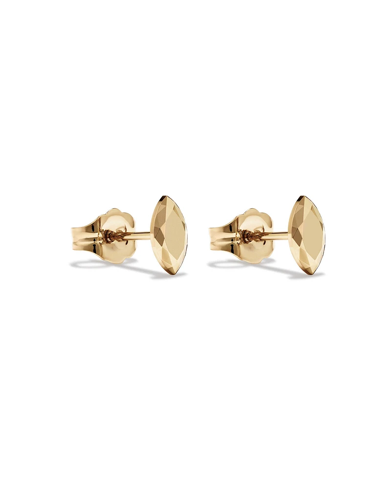 6.5mm Marquise Metal Diamond Stud Earrings in 10kt Yellow Gold